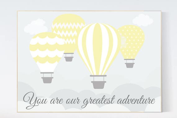 Hot air balloon nursery, yellow nursery decor, you are our greatest adventure, nursery decor neutral, nursery decor yellow adventure nursery