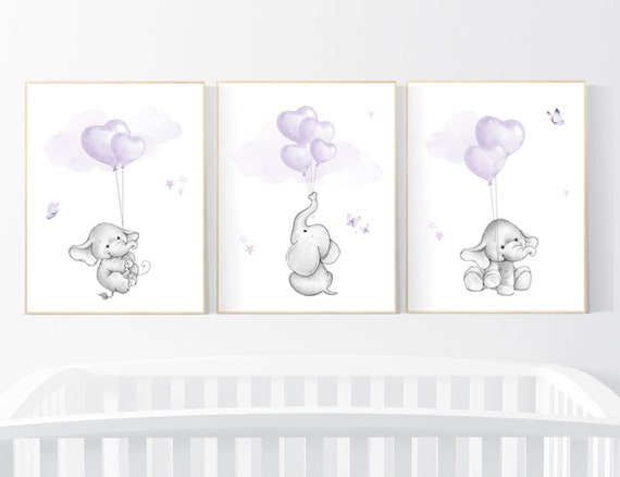 nursery decor girl purple, nursery decor girl lavender and gray, lavender and gray, nursery decor elephant, elephant nursery, lilac nursery