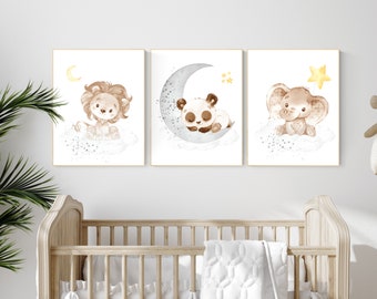 Neutral Nursery Decor: Animal Prints - Elephant, Lion, Panda