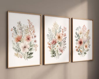 Boho Blumen Poster: Botanische Blumen Illustration