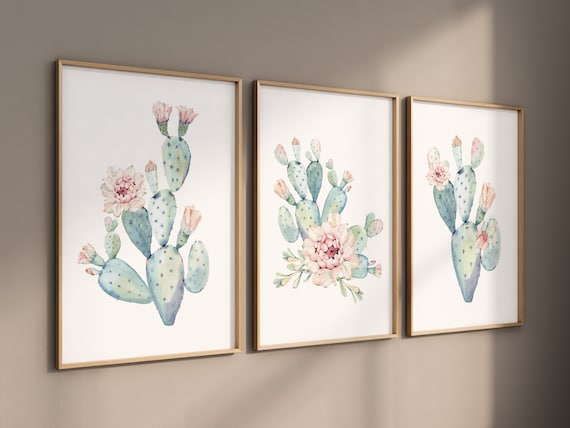 Cactus nursery print, Floral cactus wall art nursery, cactus nursery decor, nursery decor girl, Flower cactus nursery decor, cactus nursery