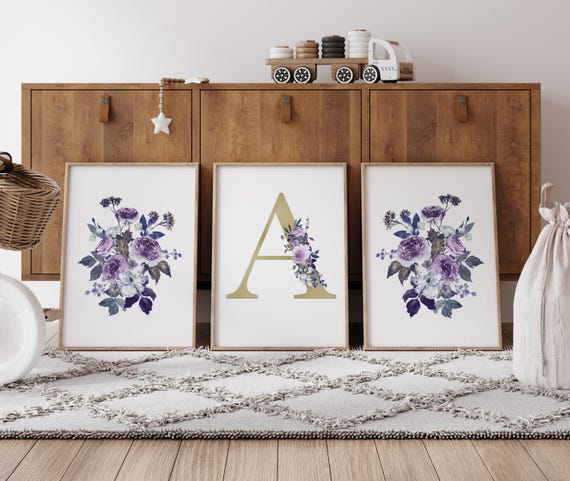 Purple Wildflower Nursery Print: Lavender Lilac Girls Room Decor