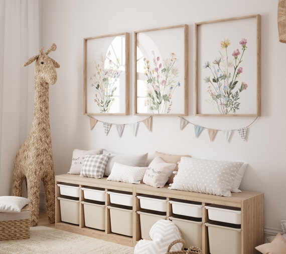 Boho Nursery wall art, Wildflower Nursery Decor, Flower Nursery, Girl Nursery Decor, Botanical Print, Wildflowers Prints, neutral colors