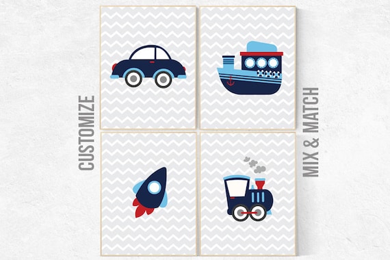 Transportation nursery, kids decor, vehicles wall art, navy nursery, Baby Boy Nursery, playroom decor, boy decor, boys room decor, Toddler