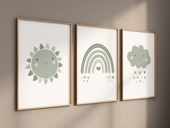 Nursery prints rainbow, gender neutral, sage green nursery wall decor, rainbow, sun nursery, nursery wall art, gender neutral, green nursery