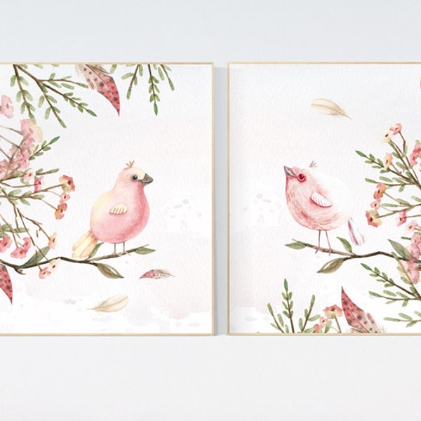 Pink Bird Nursery Etsy