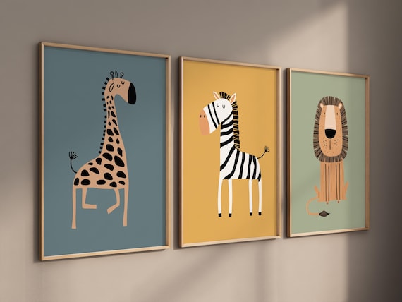 Safari Nursery Wall Prints, Boho Nursery Prints, jungle animals, earth colors, Nursery Art, animal Nursery Decor, animal prints