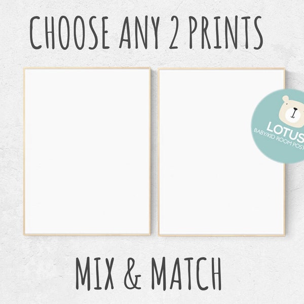 Choose Any 2 prints, Mix and match! Custom nursery decor, Custom nursery art, set of 2 prints, nursery decor girl, nursery decor boy, prints