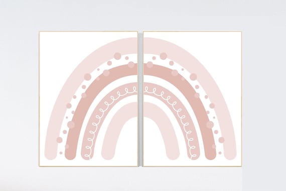 Blush Pink Rainbow Nursery Prints: Boho rainbow Decor