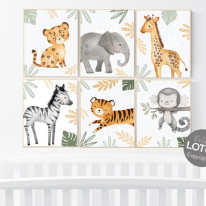 Safari Nursery Wall Prints, Boho Nursery Prints, nursery wall art animals, sage green nursery, Boho Nursery decor, jungle animals, woodland