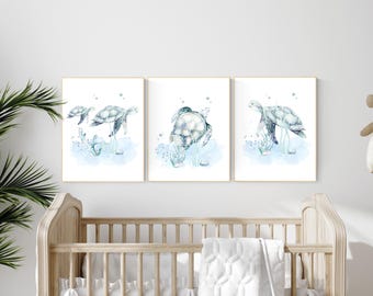 Sea Turtle Nursery Art Prints: Ocean Theme Decor