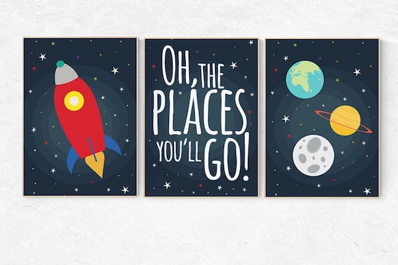 Nursery decor boy space, navy nursery, space themed nursery, Space nursery wall art, boys nursery ideas, planets, rocket, moon, astronauts