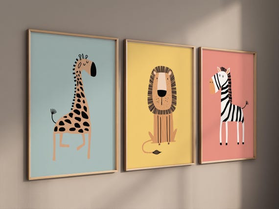 Safari Nursery Wall Prints, Boho Nursery Prints, jungle animals,Nursery Art, animal Nursery Decor, animal prints, safari prints