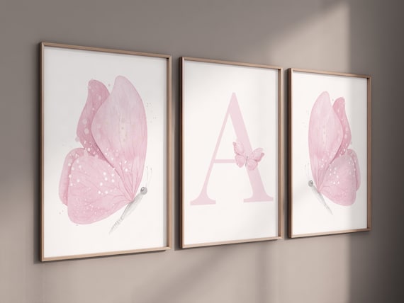 Nursery decor girl butterflies, Butterfly Nursery Art, Girl Nursery Art, Butterfly Nursery Decor for Baby Girl, Butterfly Art, light pink