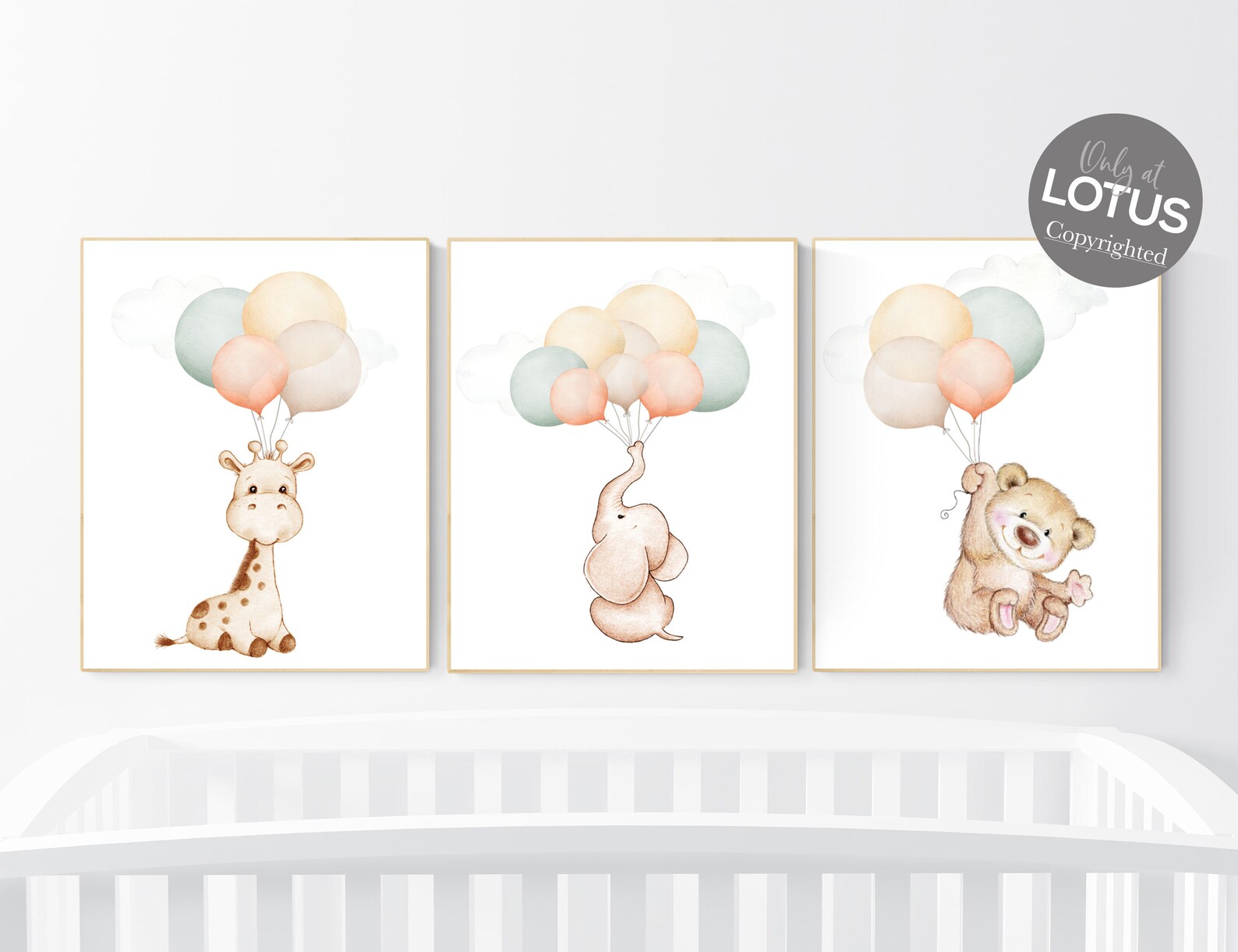 Nursery Wall Art Animals,neutral Colors, Gender Neutral Nursery, Sage ...