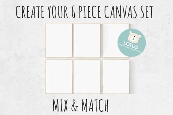 Choose Any 6 prints, Mix and match! Create your canvas set, Custom nursery decor, canvas nursery prints, set of 6 canvas prints, canvas