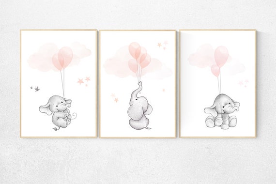 Girls room decor blush, Nursery decor elephant, blush nursery decor, nursery decor coral, peach nursery decor, elephant nursery