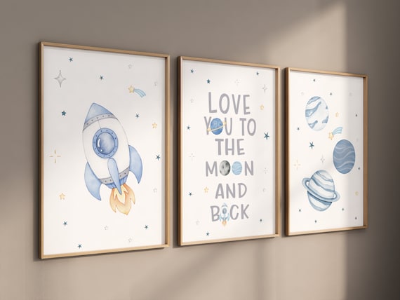 Space Nursery Wall Art Set, Nursery Wall Art Space, Space Nursery Prints, Nursery Decor Space Boy, boys room decor, boys room decor