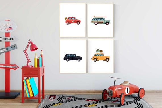 Kinderzimmer Deko Junge Autos, Auto Kinderzimmer Wandkunst, JungenZimmer  Dekor Autos, Vintage Autos Druck, Kinderzimmer Wandkunst Junge Auto,  Transport Wandkunst -  Schweiz