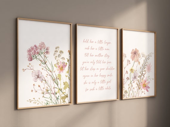 Wildflower print nursery, nursery decor girl wildflower, nursery wall art girl, boho nursery, flower nursery, quote nursery, Girl bedroom
