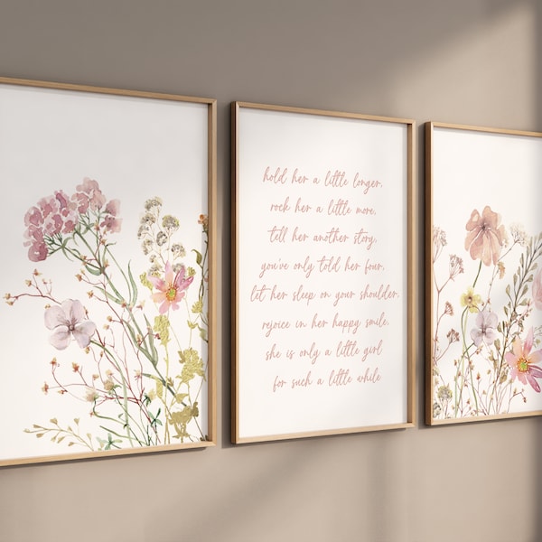 Vildblomma-barnrumstryck: Boho blommig väggkonst