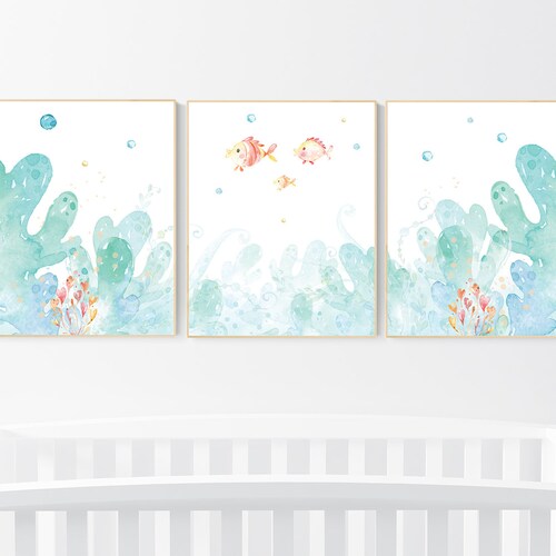 Under the Sea Wall Art Ocean Nursery Decor Nautical Nursery Etsy