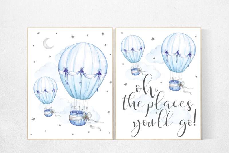 Nursery decor boy, nursery decor hot air balloons, hot air balloon