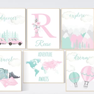 Travel nursery print, Explore nursery wall art, Baby boy nursery, Adventure Set of 6 prints, Camping Prints, Adventure Nursery Decor