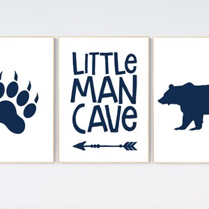Baby boy Nursery Decor, little man cave, navy nursery, Bear nursery decor, nursery decor woodland animals, nursery wall art boy, woodland
