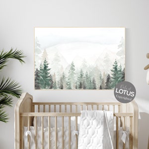 Woodland nursery decor, forest nursery decor, sage green wall art, mountain wall art nursery, adventure nursery prints, nursery wall art