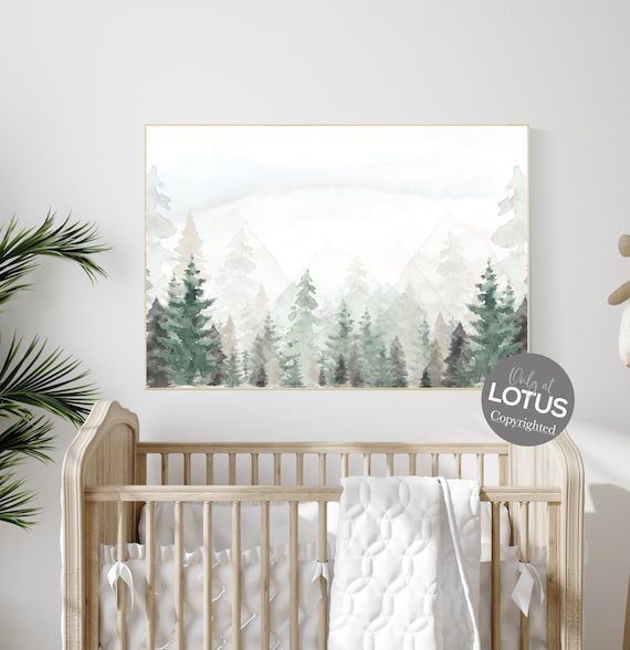 Woodland nursery decor, forest nursery decor, sage green wall art, mountain wall art nursery, adventure nursery prints, nursery wall art