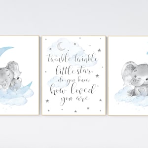 Nursery decor boy elephant, Elephant nursery, nursery decor, boys room decor, twinkle twinkle little star, clouds and stars elephant nursery