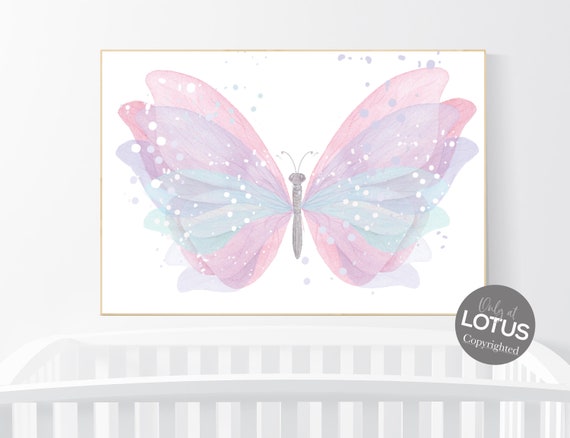 Nursery decor girl butterfly, pastel colors, pink nursery, Butterfly Nursery Art, girls room decor, butterfly prints, lilac nursery