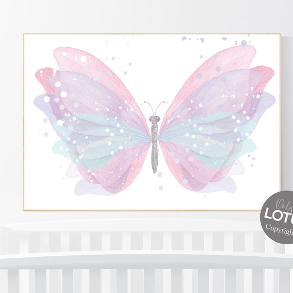 Nursery decor girl butterfly, pastel colors, pink nursery, Butterfly Nursery Art, girls room decor, butterfly prints, lilac nursery