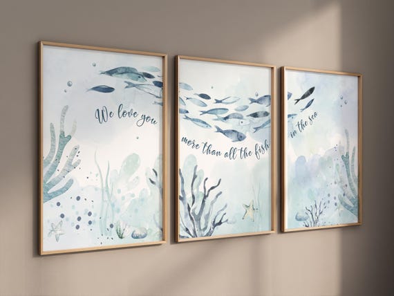 Under the Sea Wall Art, Ocean Nursery Wall Art, Sea Animal Print, Coastal Baby Room Decor, Underwater Kids Room Wall Art, Sea Life Print