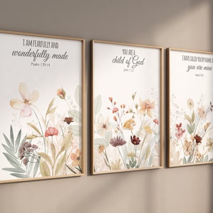 Boho Nursery wall art, Wildflower Nursery Decor, Floral Nursery, Girl Nursery Decor, vintage flower nursery, bible verse, christian wall art