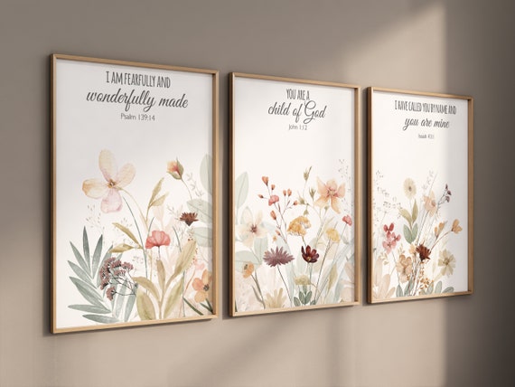 Boho Nursery wall art, Wildflower Nursery Decor, Floral Nursery, Girl Nursery Decor, vintage flower nursery, bible verse, christian wall art