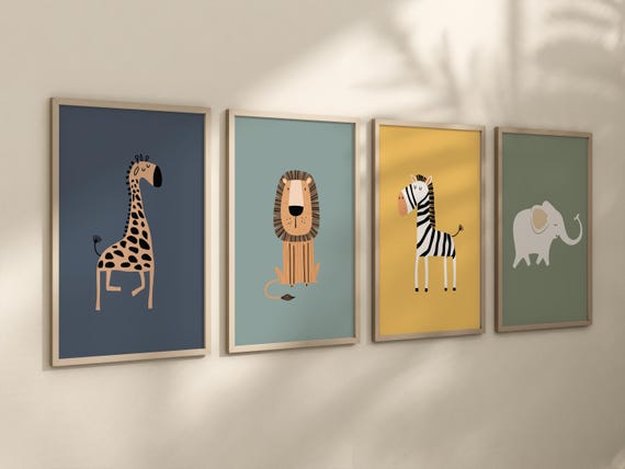 Safari Nursery Wall Prints, Boho Nursery Prints, jungle animals, Sage Green Nursery Art, animal Nursery Decor, animal prints