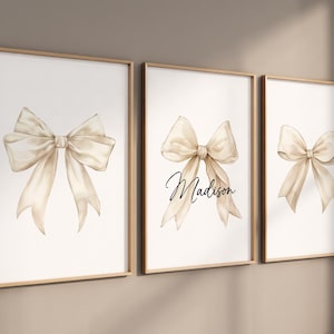 Bow print wall art, Beige Bow Print, Bow nursery print, Bow nursery wall art, bow nursery art, bow nursery decor, cream bow print, teen room