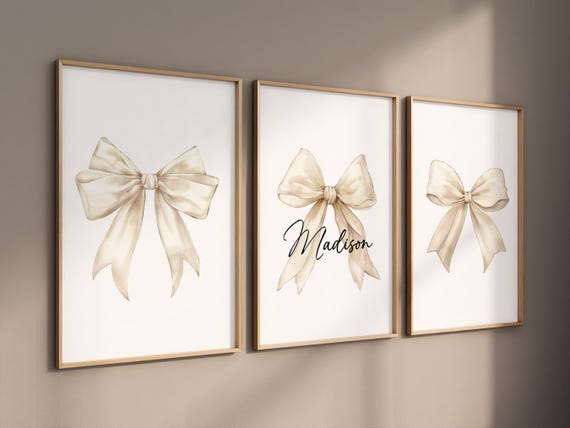 Bow print wall art, Beige Bow Print, Bow nursery print, Bow nursery wall art, bow nursery art, bow nursery decor, cream bow print, teen room