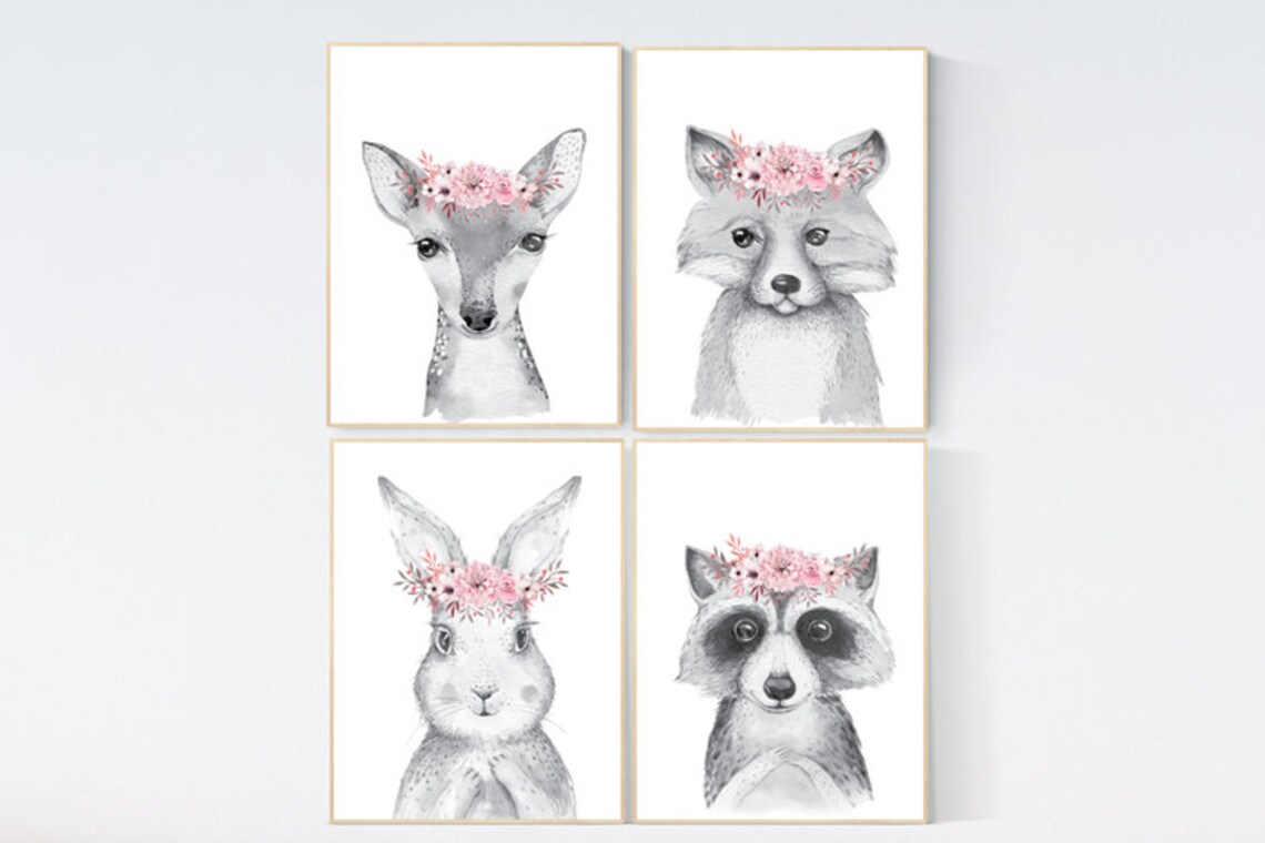 Nursery Decor Girl Woodland Animals Nursery Decor Girl Boho Etsy