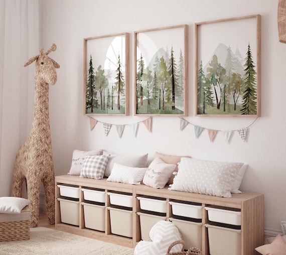 Nursery decor mountain, nursery wall art, tree nursery, adventure theme nursery, sage green, Mountain Decor, Forest Nursery, Nature Theme