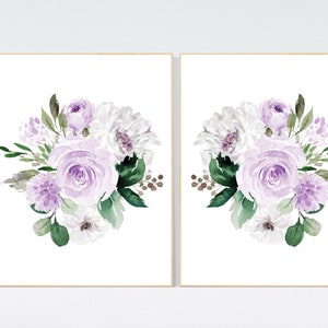 Lavender Floral Nursery Decor: Girl&#39;s Room Wall Art Print