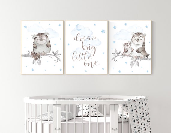 Nursery decor boy owls, owl nursery, nursery wall art boy, owl print nursery, owl print baby, baby nursery decor, baby room decor boy