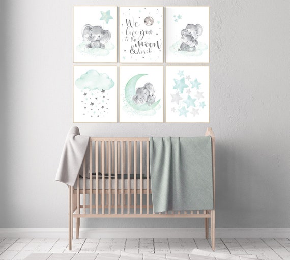 mint and grey nursery decor