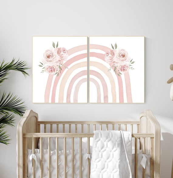 Nursery decor rainbow, Boho Rainbow Set, blush pink nursery, Nursery Decor boho, girl nursery Ideas, rainbow nursery, girls room decor