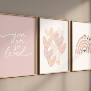 Rainbow Heart Nursery Print: Blush Girl Room Decor