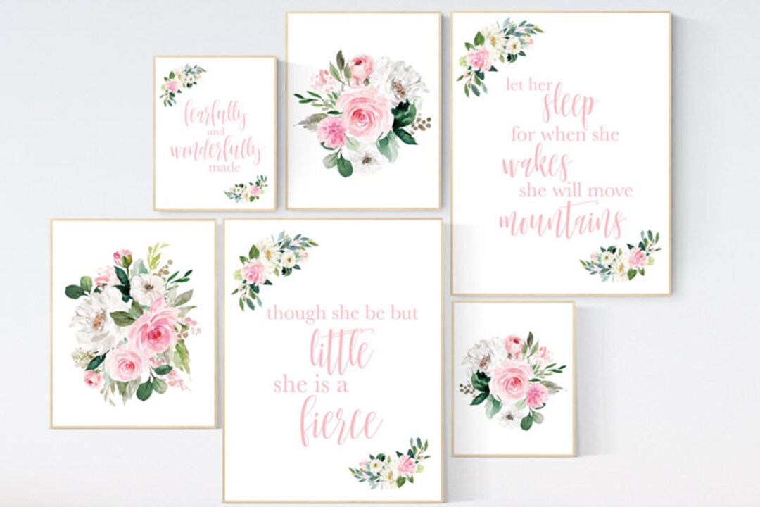 Nursery Wall Art Floral, Nursery Decor Girl Flower, Baby Room Prints ...