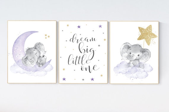 Elephant nursery decor girl, nursery decor girl purple, nursery decor elephant, nursery decor girl lavender and gray, lilac nursery decor