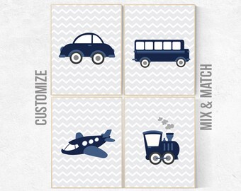 Transportation decor, nursery prints boy, Nursery decor boy, navy nursery decor, baby room decor boy, transportation decor boys room, travel